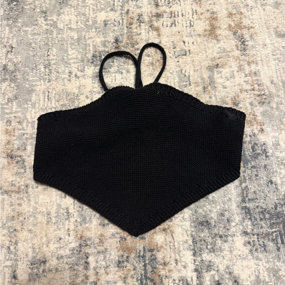 Elegant Black Knit Crop Top